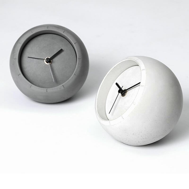 Grey Table Clock Modern Concrete Unique Desk Top Watch for Living Bed Room - Warmly Life