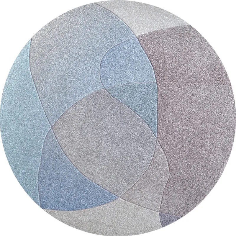 Unique Round Rugs Irregular Pattern Abstract Light Color Circle Carpet - Warmly Home