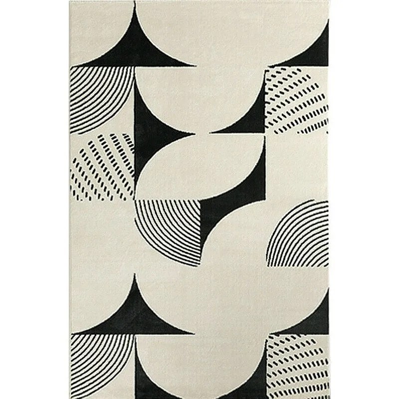 Black And White Area Rugs Creative Abstract Design Floor Cover - Warmly Home