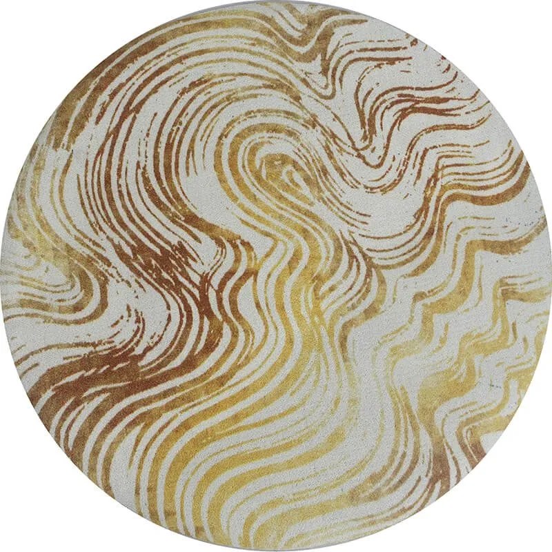 Unique Round Carpet Green Gold Marble Texture Pattern Circle Rug - Warmly Home