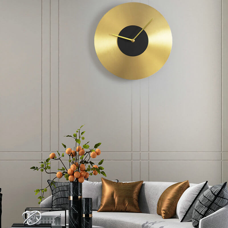 12" Brass Wall Clock Round Brass Watch Interior Living Room Wall Decor - Warmly Life