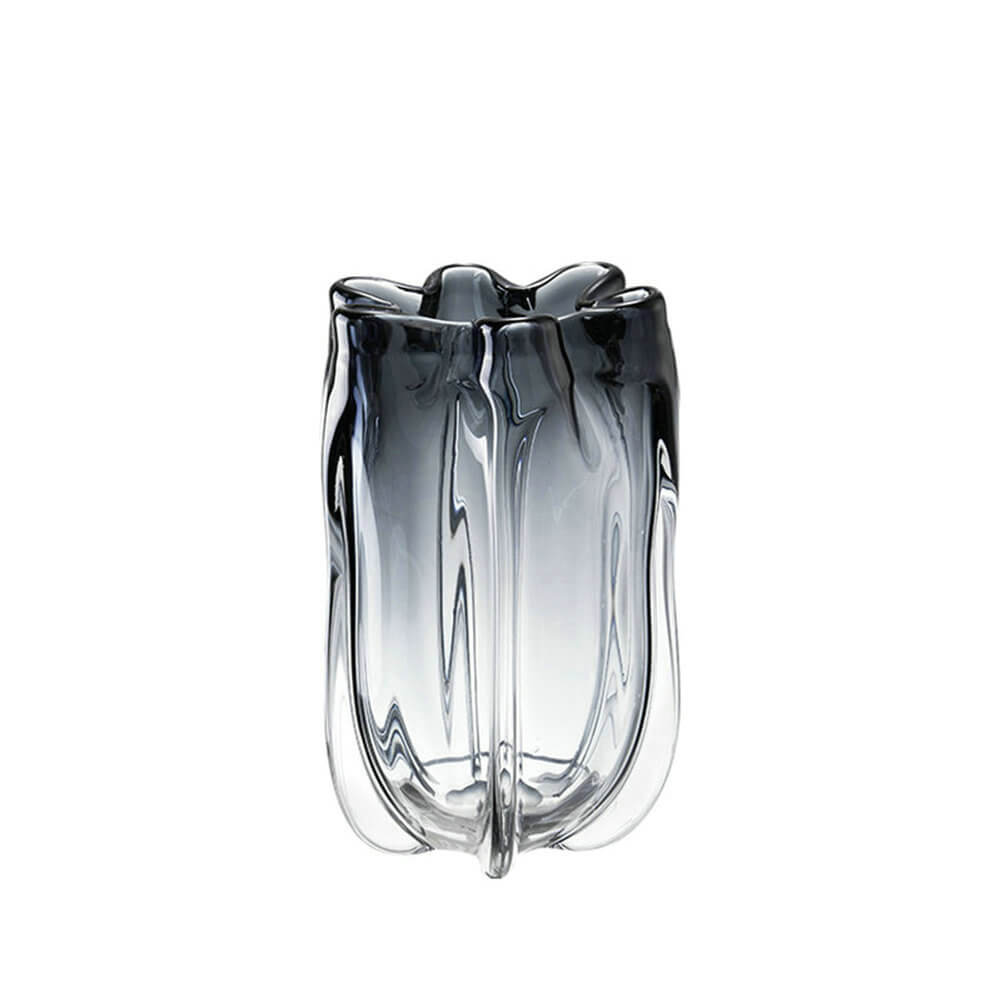 Modern Grey Glass Vase Unique Design Art Shaped Decor - Warmly Design