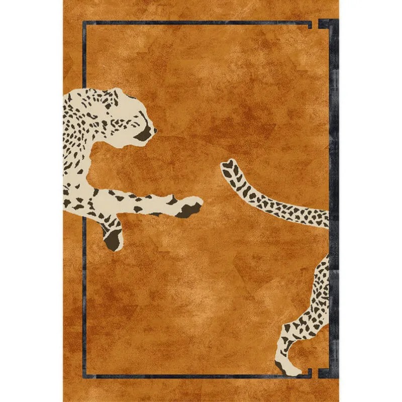 Leopard Carpet Unique Animal Print Design Orange Area Rugs - Warmly Home