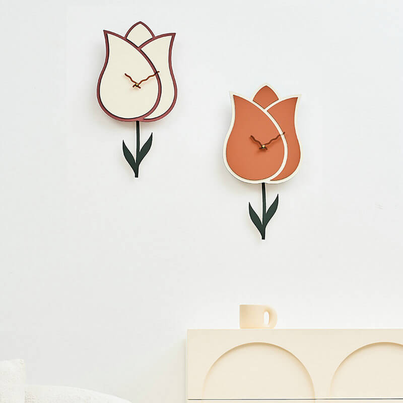 Tulip Flower Clock Floral Shaped Wall Watches for Interior Design - Warmly Life