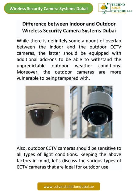 Difference Between Wireless Security Camera Systems Dubai