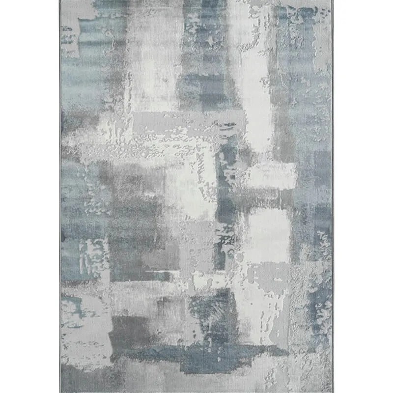 Modern Grey Rug Art Abstract Design Gray Carpet for Living Room Decor - Warmly Home