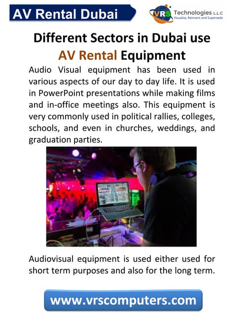 AV Rental Equipment for Different Sectors in Dubai