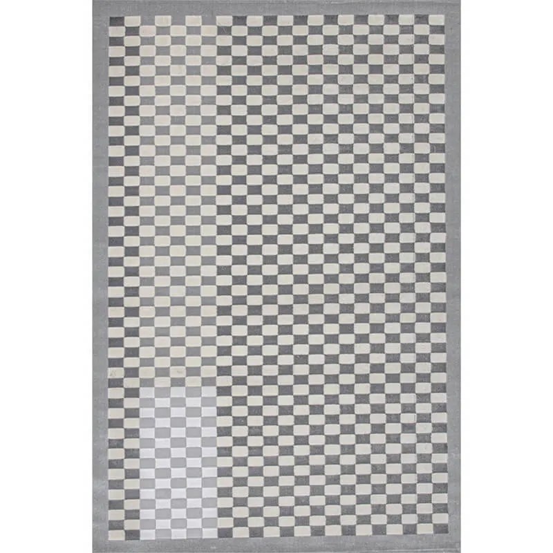 Geometric Grey Rug Modern Creative Checkered Area Carpets for Living Room - Warmly Home