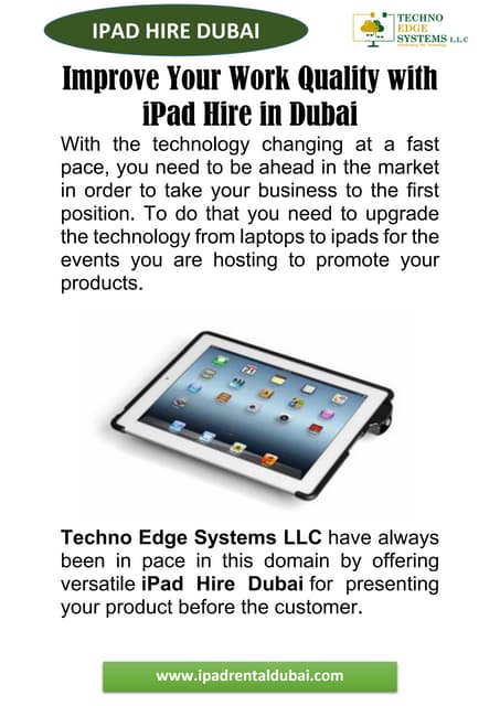 iPad Hire in Dubai to Improve Your Work Quality