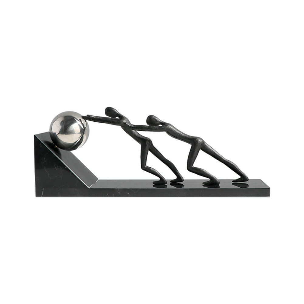 Sports Sculpture Creative Metal Ball Pusher Design Unique Table Figurine Decor - Warmly Design