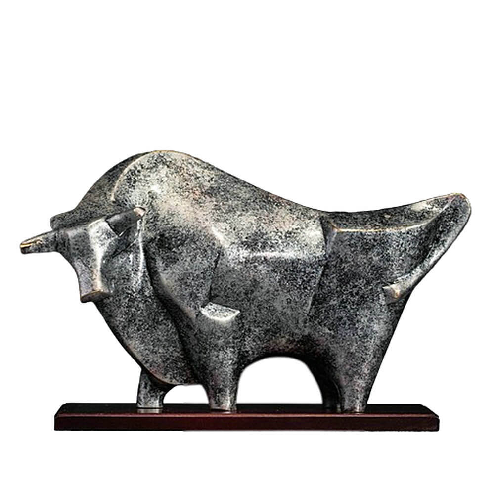 Bronze Bull Sculpture Modern Design Art Cow Figurine Table Statue Decor - Warmly Design