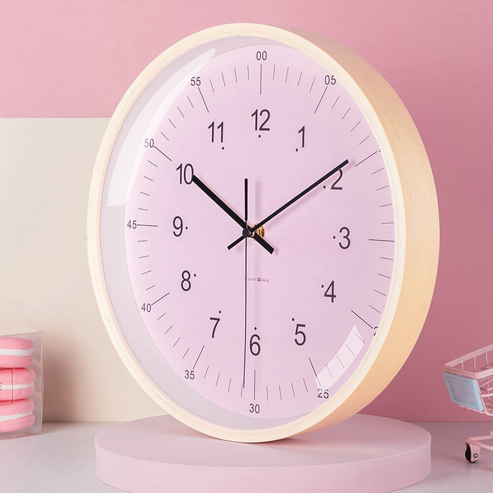 Pink Clock Lovely Color Modern Round Analog Wall Watches Decor - Warmly Life