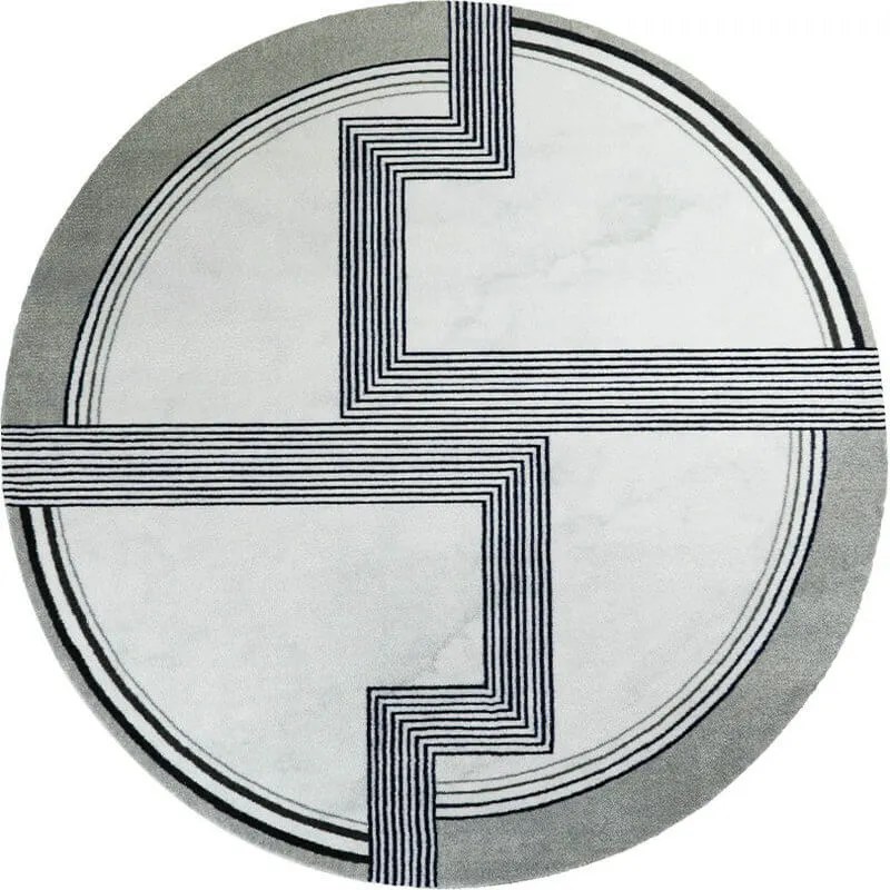 Grey Round Rug Unique Abstract Pattern Circle Gray Area Carpets - Warmly Home