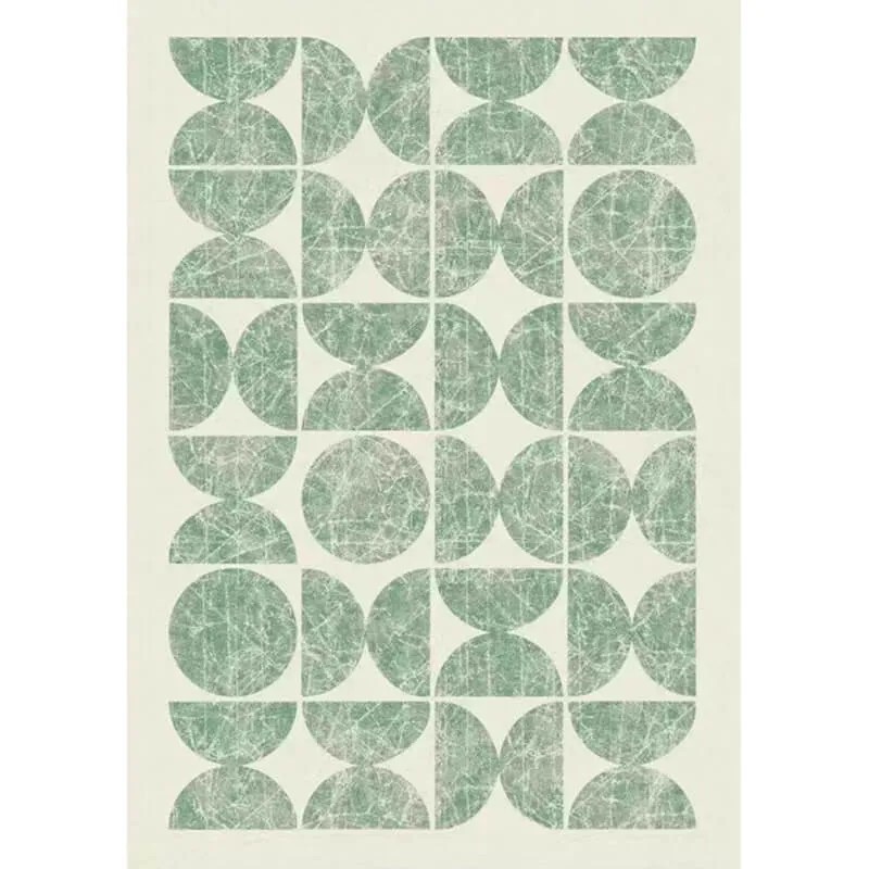 Green Area Rugs Blended Wool Geometric Pattern Modern Carpets for Living Room - Warmly Home