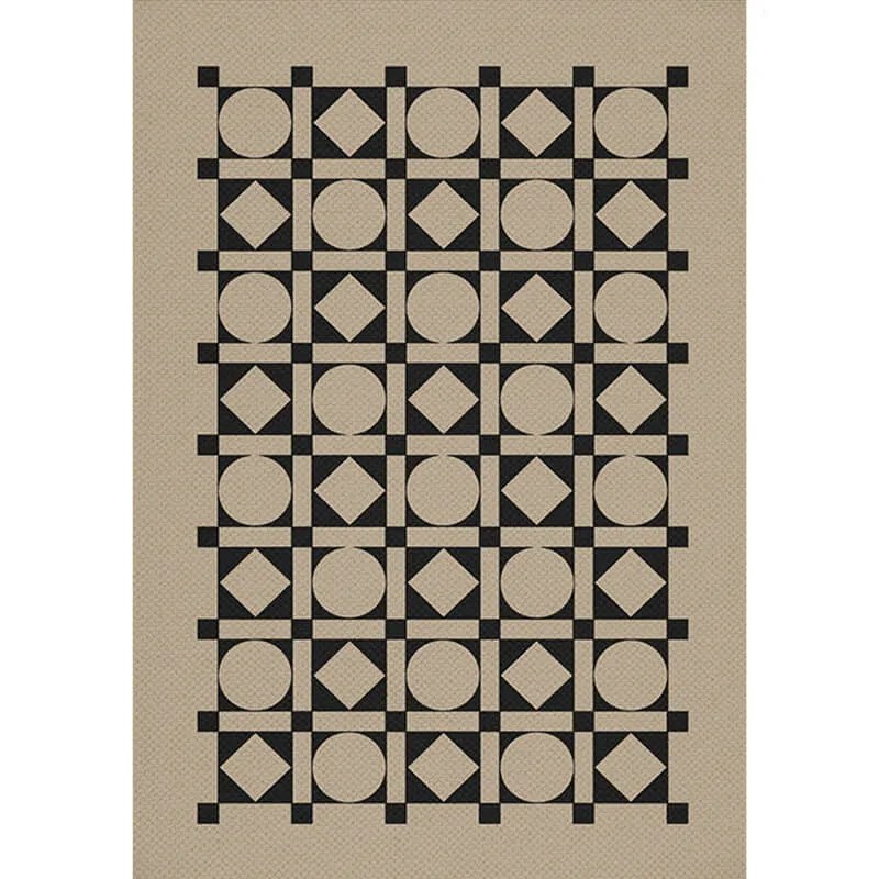 Designer Area Rugs Modern Geometric Design Brown Wool Carpets - Warmly Home