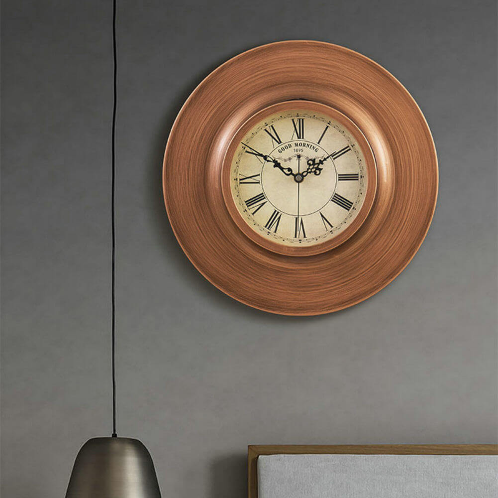 Copper Wall Clock Large Unique Hat Shaped Metal Copper Color Home Vintage Clocks - Warmly Life