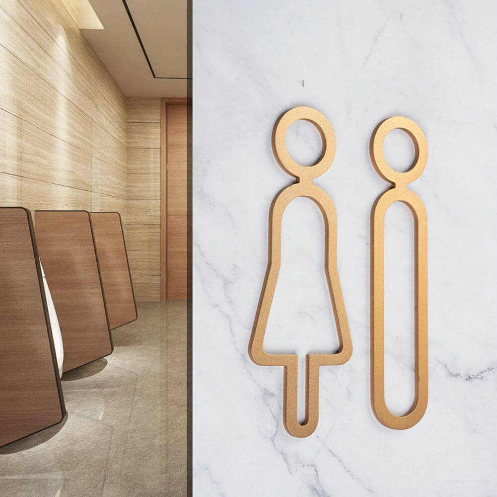 Bathroom Sign Men and Women Modern Gold Decorative Restroom Door Signs - Warmly Life