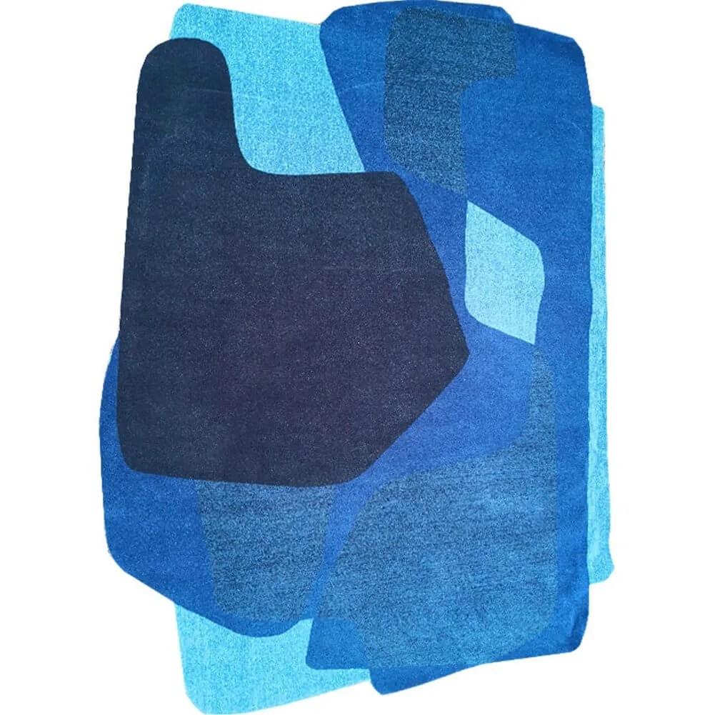 Blue Rug Modern Geometric Design Unique Shaped Area Carpets for Living Room - Warmly Home