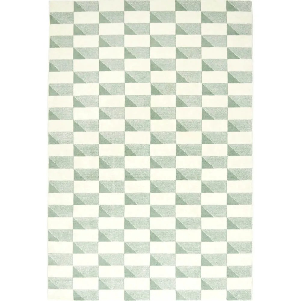 Geometric Green Rug Soft Color Area Carpets Unique Pattern for Living Room - Warmly Home