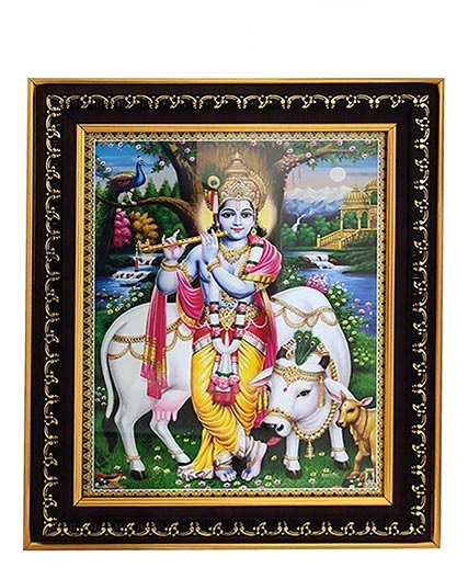 Krishna with Cow Photo Frame » Puja N Pujari - Book Pandit for Puja, Astrologer & Temple Services Online