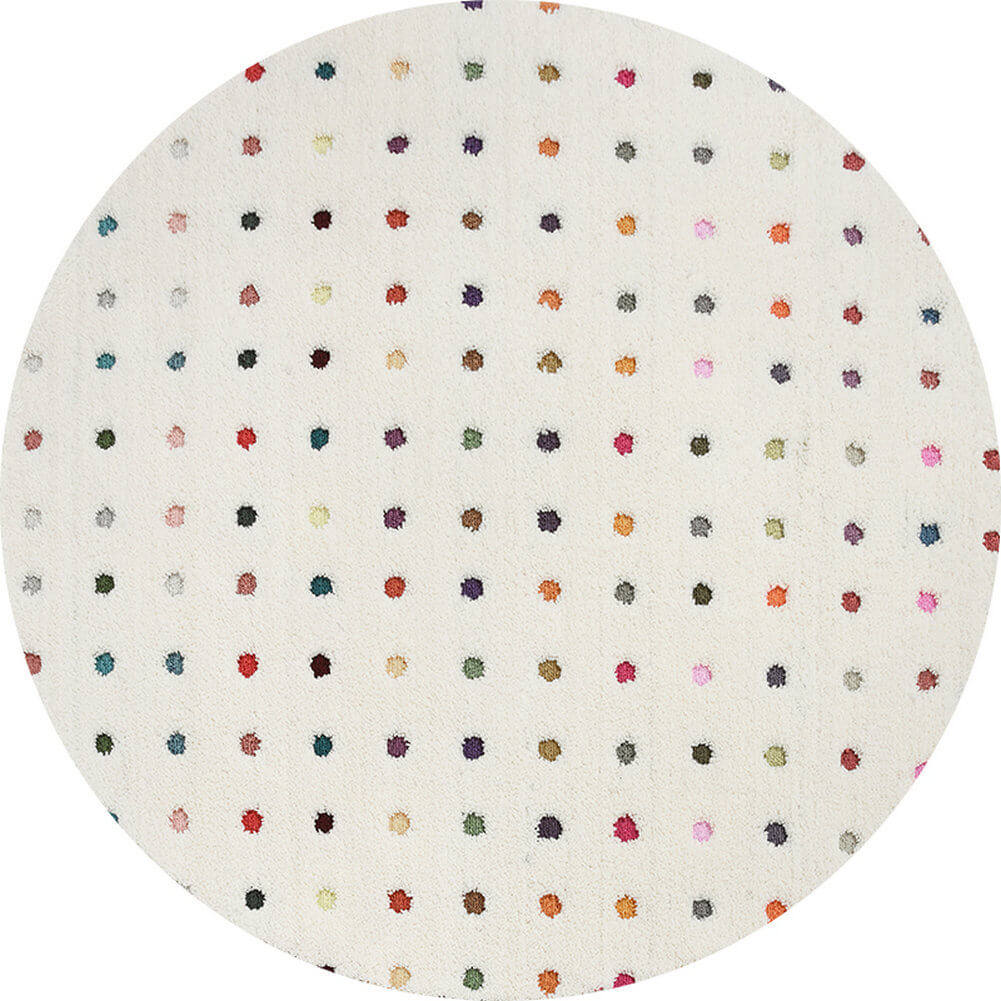 Colorful Dot Round Rug Kids Room White Circle Area Carpets Funny Floor - Warmly Home