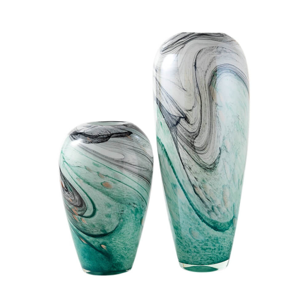 Marble Glass Vase Luxury Beautiful Color Flower Decor Pot - Warmly Design