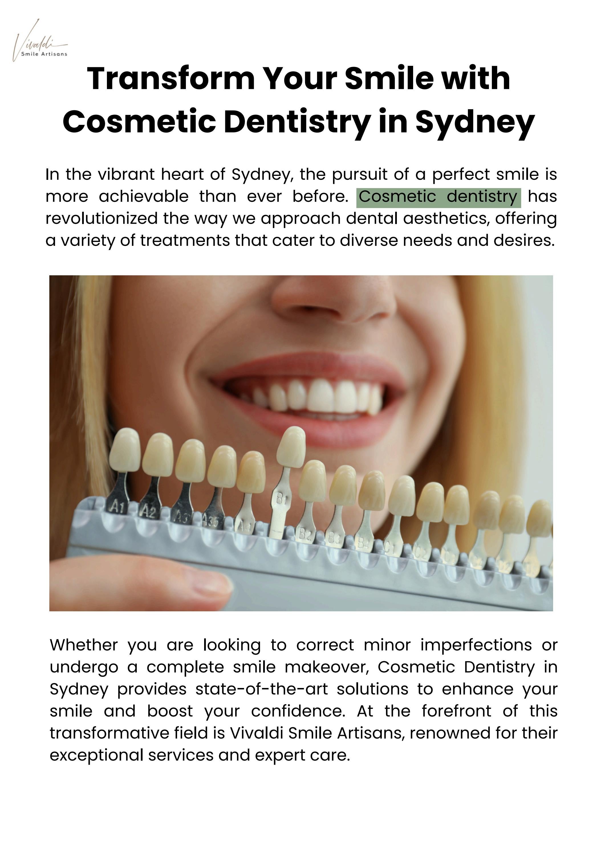 Transform Your Smile with Cosmetic Dentistry in Sydney