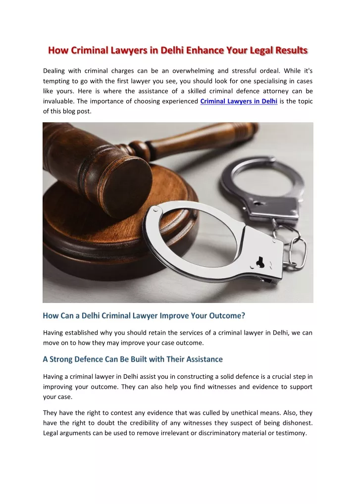 PPT - How Criminal Lawyers in Delhi Enhance Your Legal Results PowerPoint Presentation - ID:13326112