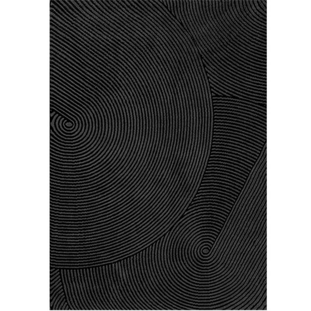 Black Rug Modern Geometric Art Design Dark Area Carpets Interior Room Decor - Warmly Home