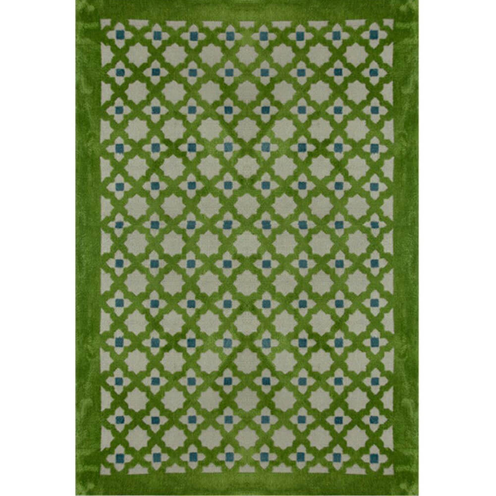 Geometric Mid Century Rug Vintage Design Green Area Carpets for Living Room - Warmly Home