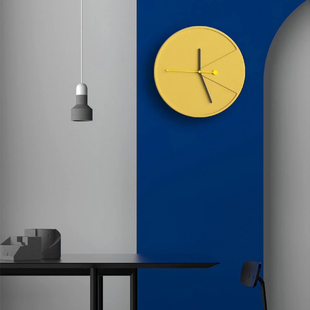 Yellow Clock Unique Raw Concrete Bright Color Wall Watches for Modern Interior - Warmly Life