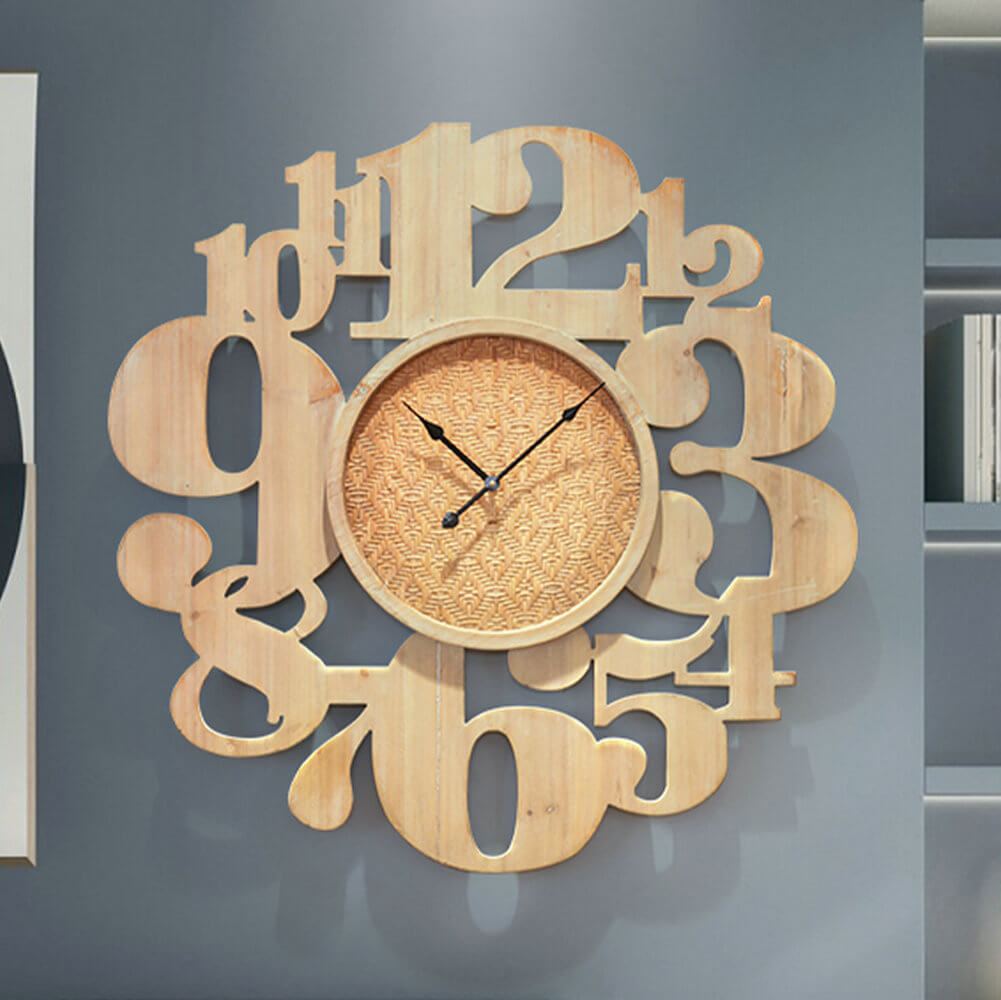 Large Decorative Wall Clocks Awesome Unique Unusual Wood Clock Number Decor - Warmly Life