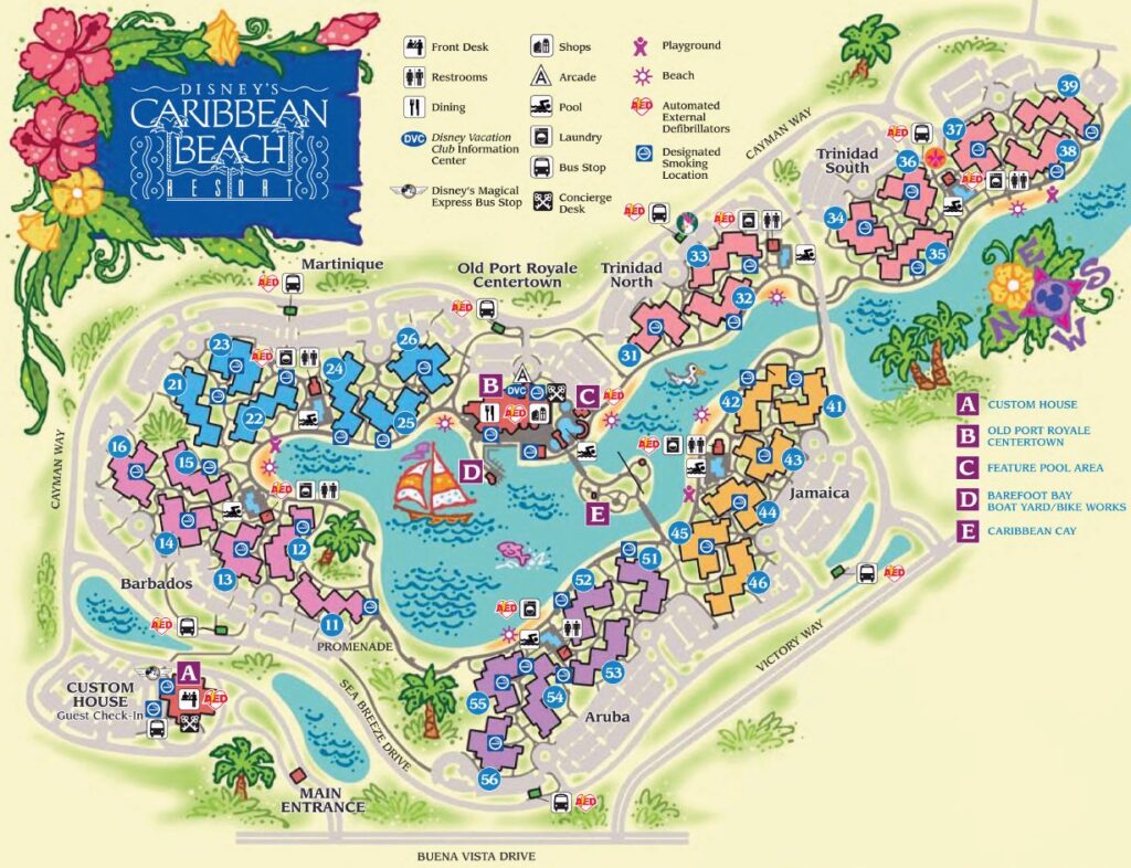 Map of Disney's Caribbean Beach Resort, FL , United States