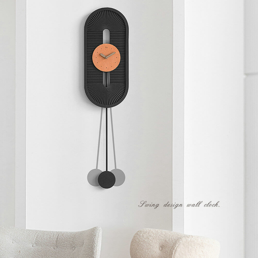 Oval Pendulum Clock Uniquely Stylish Design Big Wall Watch for Contemporary Interior - Warmly Life