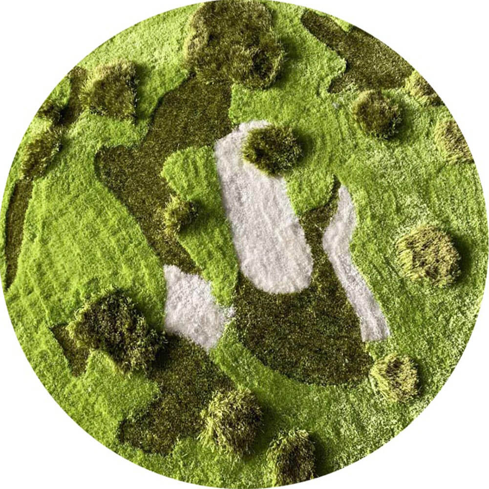 3D Forest Moss Rug Green Woodland Nature Thickness Round Area Carpets - Warmly Home