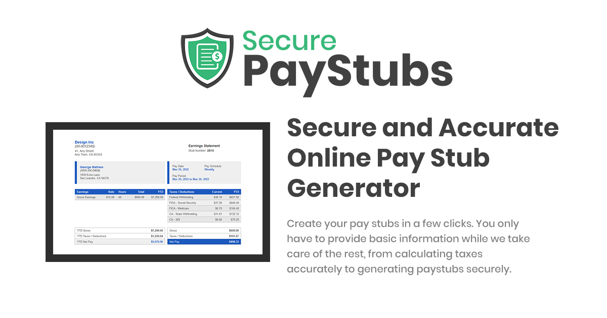 Paystub Generator with Accurate Taxes: SecurePayStubs