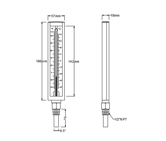 Industrial Glass Thermometer