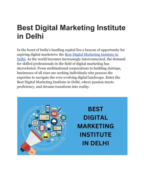 Best Digital Marketing Institute in Delhi