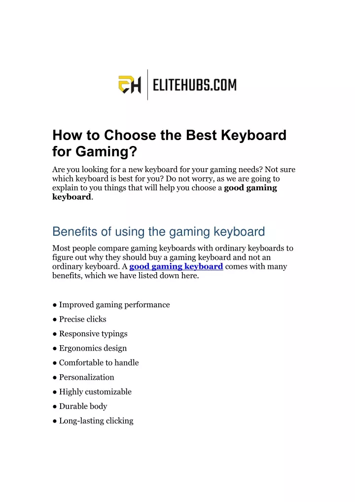 PPT - How to Choose the Best Keyboard for Gaming? PowerPoint Presentation - ID:13405419