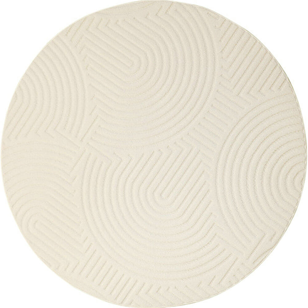 Round Cream Rug Warm Color Circle Area Carpet Interior Floor Covering Design - Warmly Home