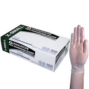 LIV VINYL EXAM GLOVES 5.0G ASTM POWDER FREE XS CLEAR 1000/CT