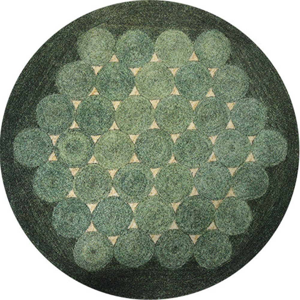 Round Retro Rug Geometric Vintage Style Circle Area Carpets Flooring Decor - Warmly Home