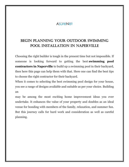 Begin Planning Your Outdoor Swimming Pool Installation in Naperville.pdf