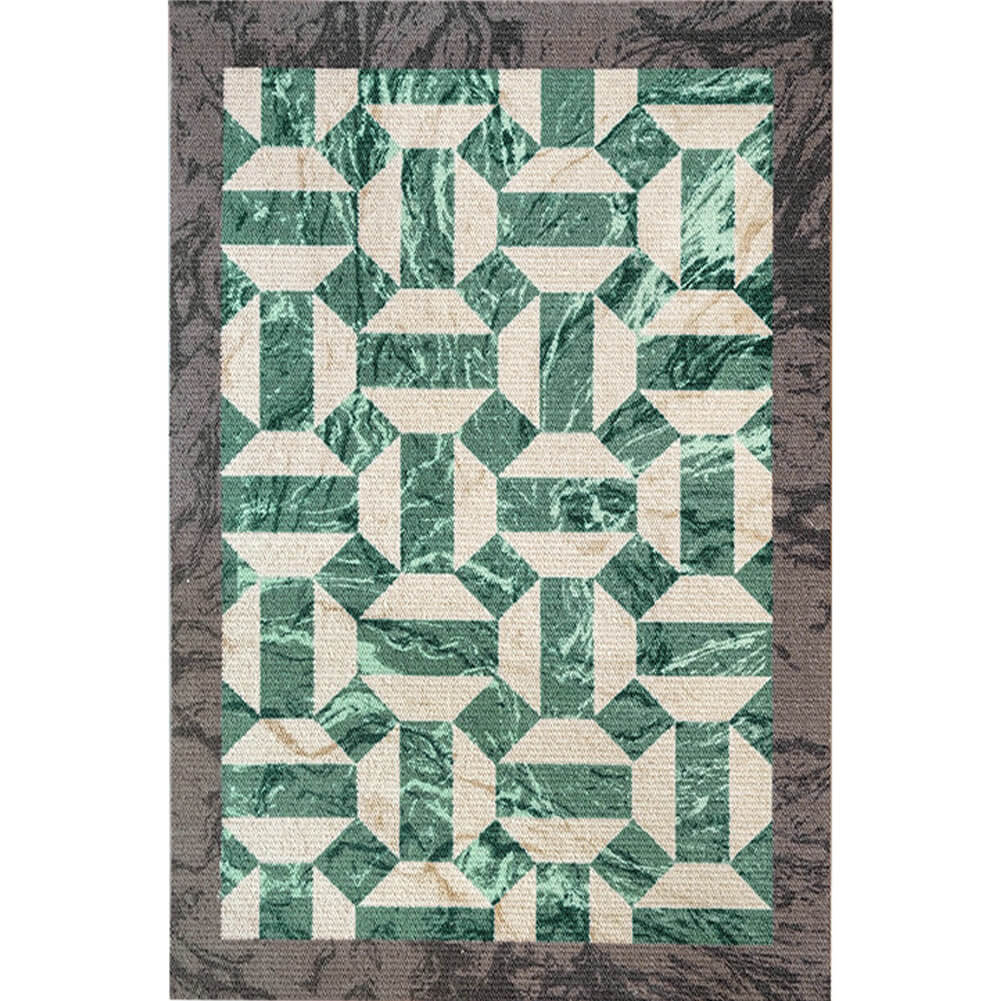 Emerald Green Rug Unique Geometric Pattern Design Modern Wool Area Carpets - Warmly Home