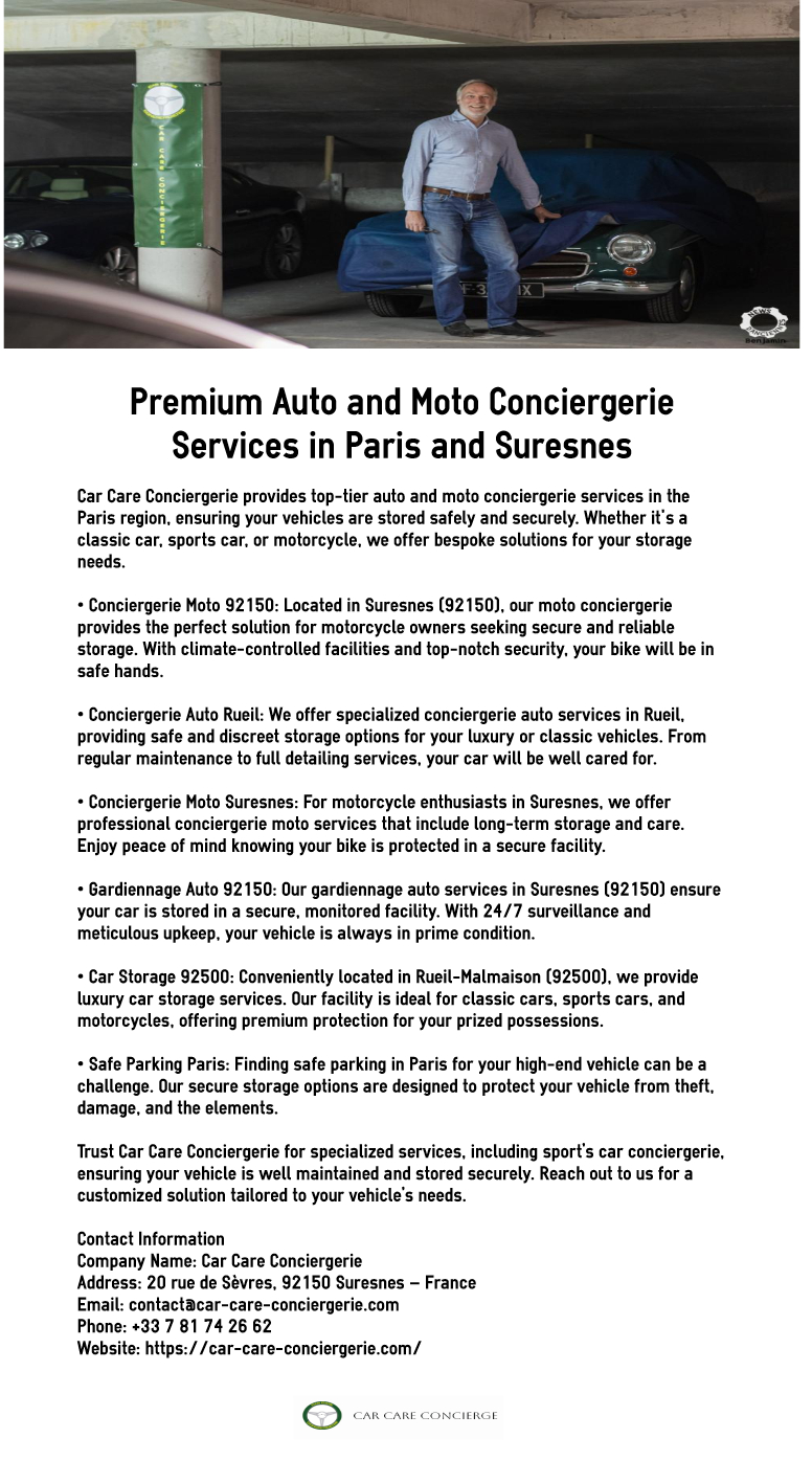 Premium Auto and Moto Conciergerie Services in Paris and Suresnes