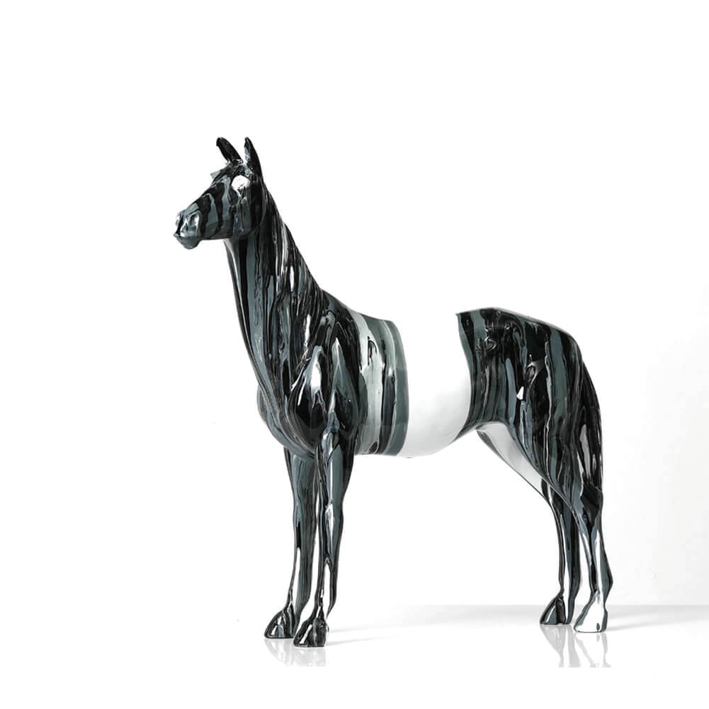 Resin Horse Sculpture White Balck Beautiful Object Interior Table Shelf Figurine Decorative - Warmly Design